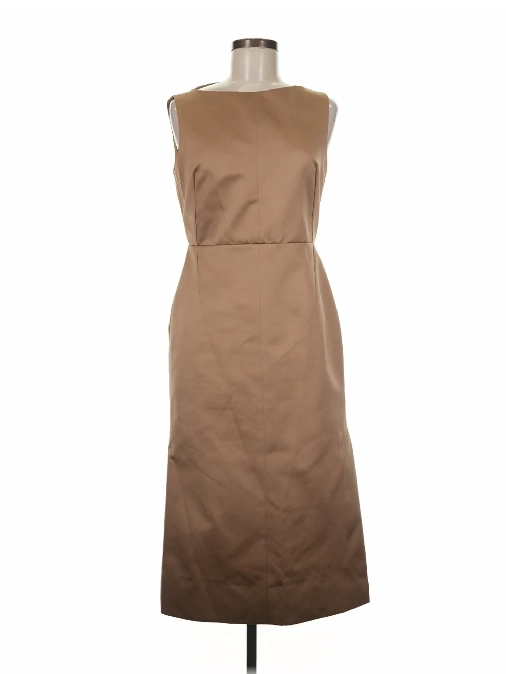 Rochas Tan Sleeveless Boatneck Sheath Dress